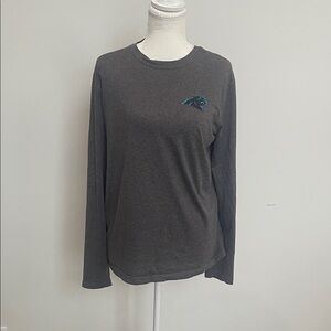 NFL Women's Dark Gray Long Sleeve Tee with Teal Panthers Logo